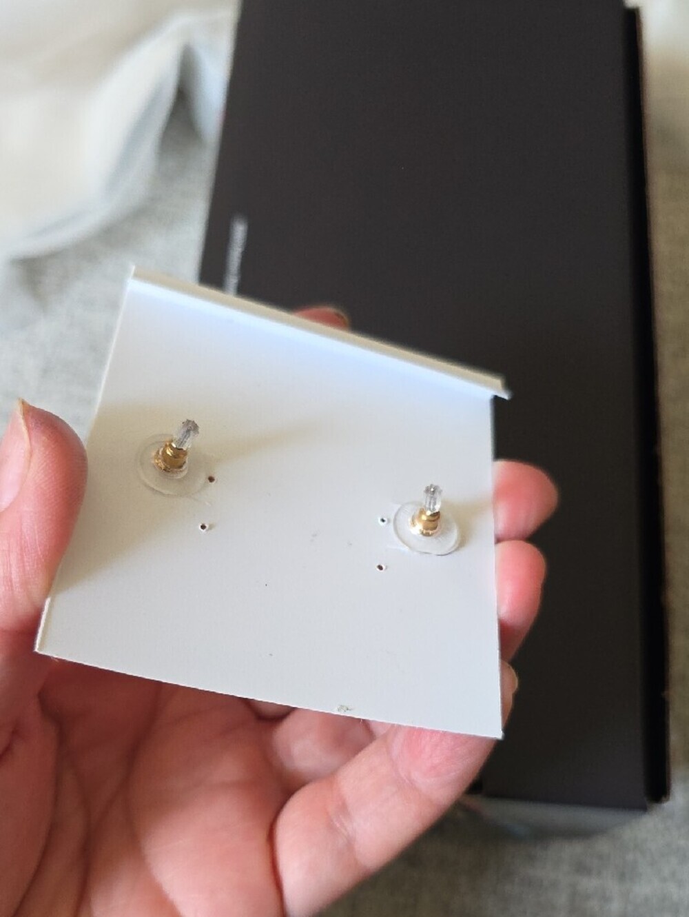 Natasha Couture Gold Hexagon Crystal Stud Earrings - Picture 3 of 4